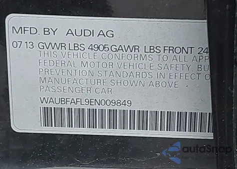 2014 Audi A4 Premium from USA, damaged, VIN WAUBFAFL9EN009849